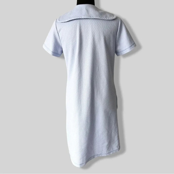 Vintage Diamond Tea Textured Zip Up Uniform Style Mini Dress - Picture 2 of 13